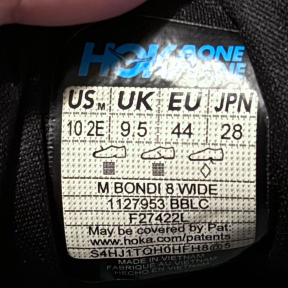 Hoka One One Bondi 8 Black - Size 10 RARE Triple Max Jordan Running - Picture 4 of 4
